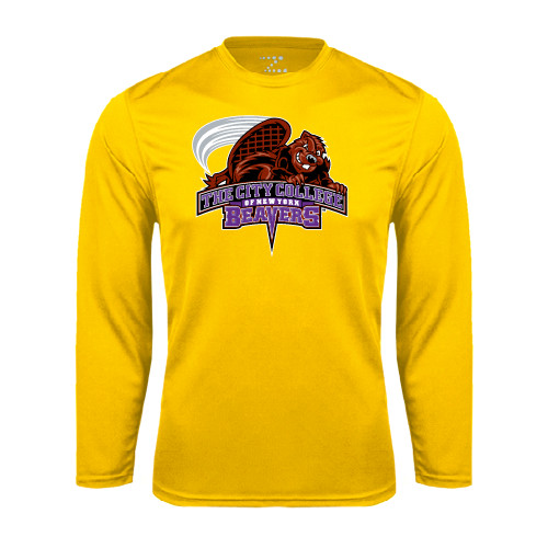 Gold Performance Long Sleeve Shirt-CCNY Beavers