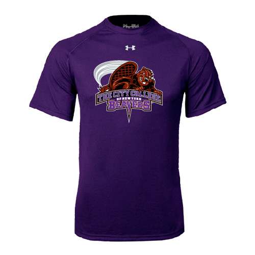 Under Armour Purple Tech Tee-CCNY Beavers