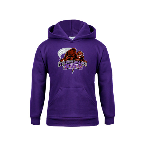 Youth Purple Fleece Hoodie-CCNY Beavers