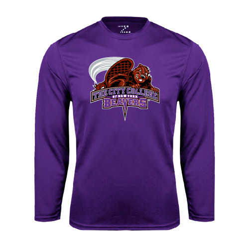 Purple Performance Long Sleeve Shirt-CCNY Beavers
