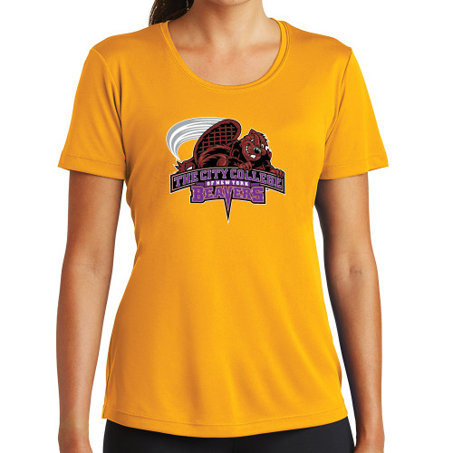 Womens Gold Performance Short Sleeve Tee-CCNY Beavers
