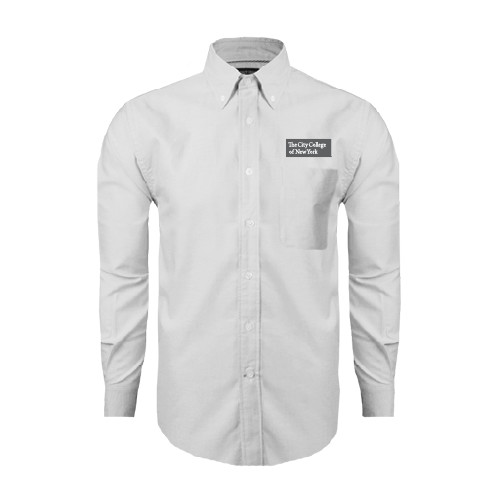 White Oxford Long Sleeve Shirt-Official Logo