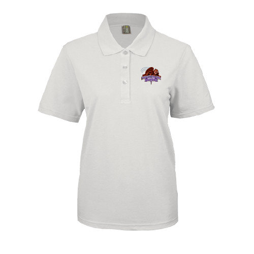 Womens Silk Touch White Pique Polo-CCNY Beavers
