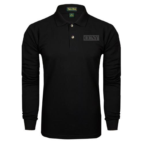 Black Long Sleeve Polo-CCNY