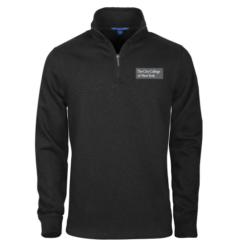 Black Slub Fleece 1/4 Zip Pullover-Official Logo