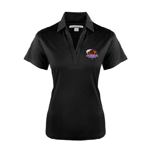 Womens Black Performance Fine Jacquard Polo-CCNY Beavers