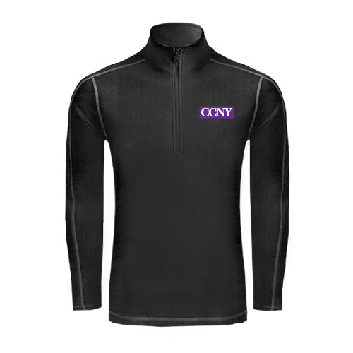 Sport Tek Black Sport Wick Stretch 1/2 Zip Pullover-CCNY