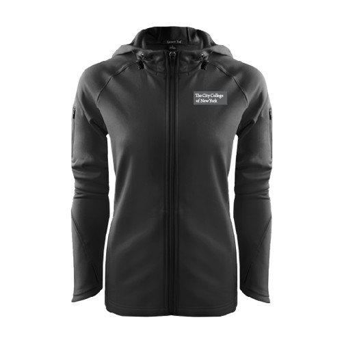 Womens Black Tech Fleece Full Zip Hooded Jacket-Official Logo