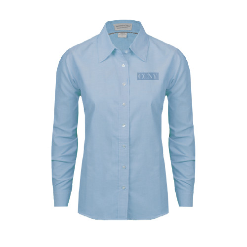 Womens Light Blue Oxford Button Down-CCNY