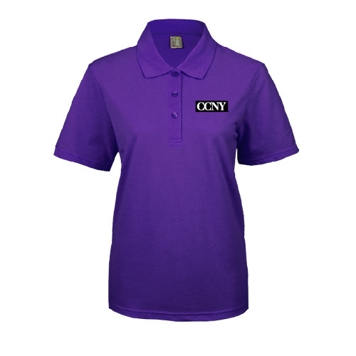 Womens Silk Touch Purple Pique Polo-CCNY