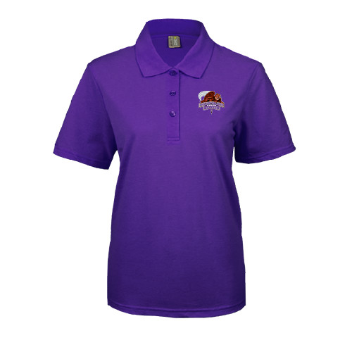 Womens Silk Touch Purple Pique Polo-CCNY Beavers
