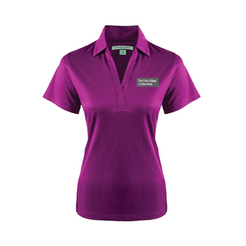 Womens Purple Performance Fine Jacquard Polo-Official Logo