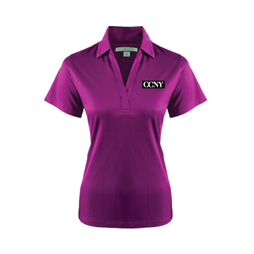 Womens Purple Performance Fine Jacquard Polo-CCNY