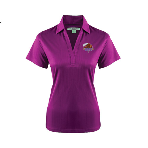 Womens Purple Performance Fine Jacquard Polo-CCNY Beavers