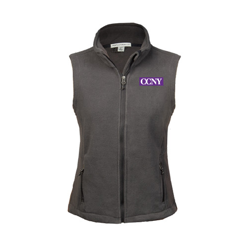 Womens Charcoal Fleece Full Zip Vest-CCNY