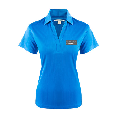 Womens Light Blue Performance Fine Jacquard Polo-Official Logo