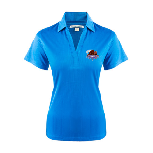 Womens Light Blue Performance Fine Jacquard Polo-CCNY Beavers