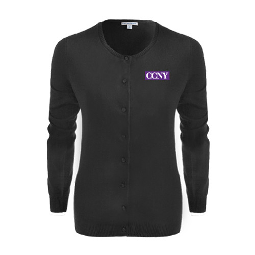 Womens Black Cardigan Sweater-CCNY