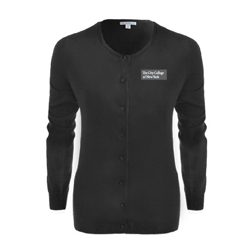 Womens Black Cardigan Sweater-Official Logo