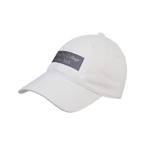 White Unstructured Adjustable Low Profile Hat-Official Logo