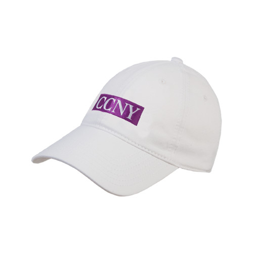 White Unstructured Adjustable Low Profile Hat-CCNY