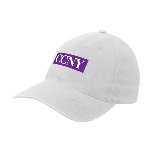 White Flexfit Structured Low Profile Hat-CCNY