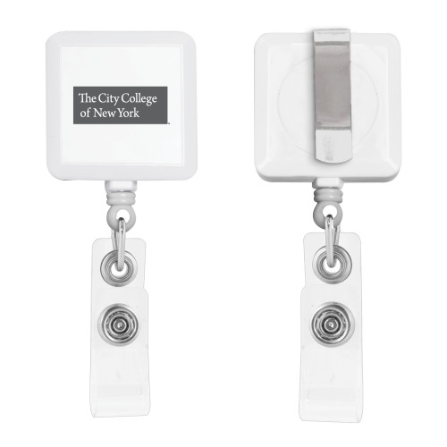 White Square Retractable Badge Holder-Official Logo