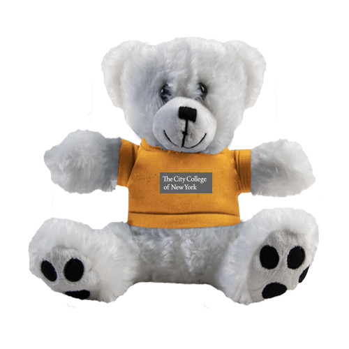 Plush Big Paw 8 1/2 inch White Bear w/Gold Shirt-Official Logo