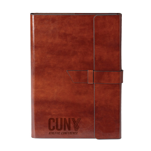 CUNY Athletics Fabrizio Brown Portfolio w/Loop Closure-Official Logo Engraved