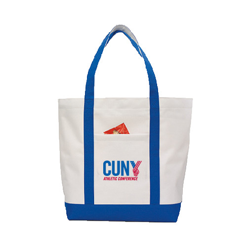 CUNY Athletics Contender White/Royal Canvas Tote-Official Logo