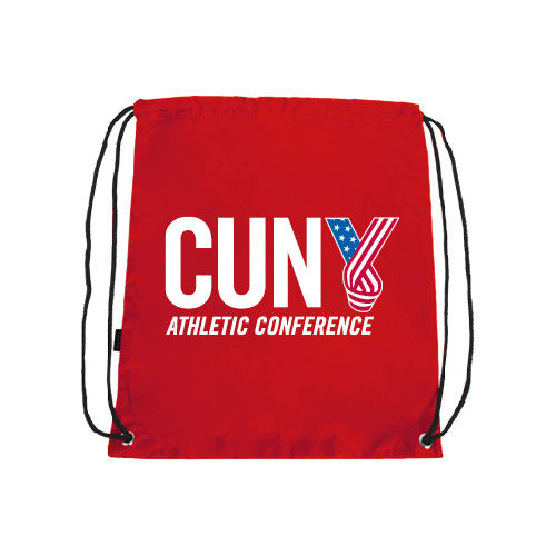 CUNY Athletics Red Drawstring Backpack-Official Logo