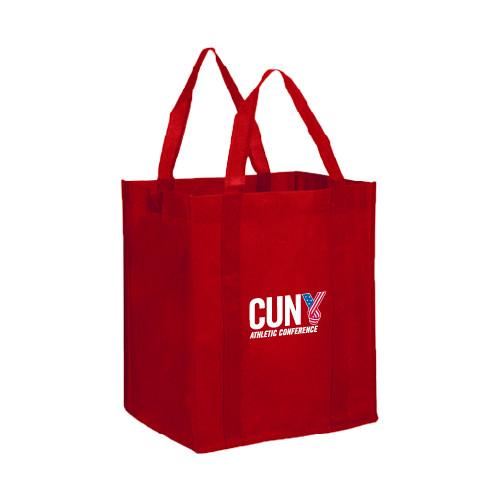 CUNY Athletics Non Woven Red Grocery Tote-Official Logo