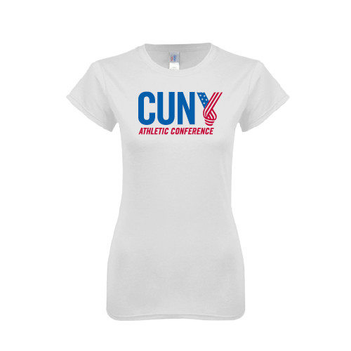 CUNY Athletics Next Level Womens White Boyfriend Tee-Official Logo