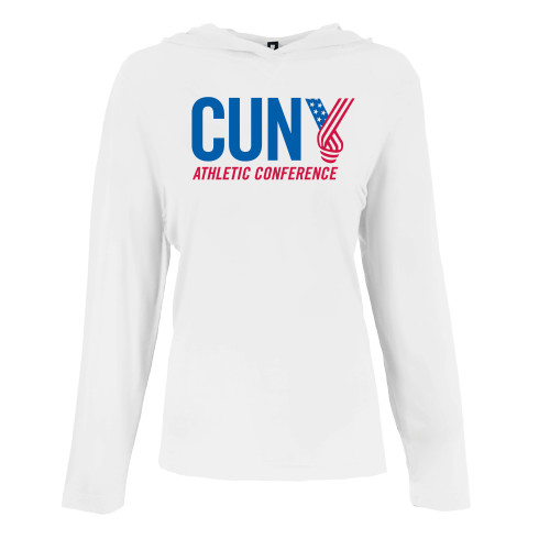 Womens White Long Sleeve Hooded Tee-Official Logo