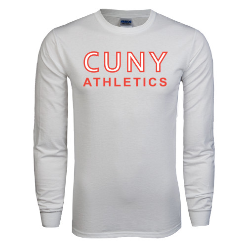 CUNY Athletics White Long Sleeve T Shirt-CUNY Athletics