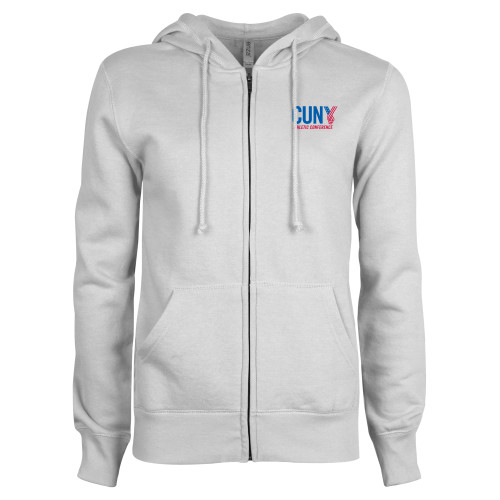CUNY Athletics ENZA Womens White Fleece Full Zip Hoodie-Official Logo