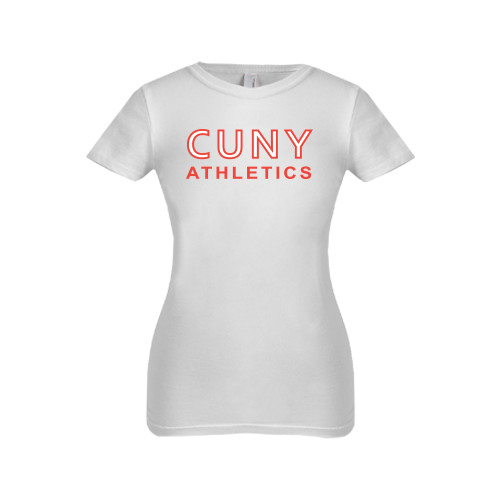CUNY Athletics Next Level Girls White Fashion Fit T Shirt-CUNY Athletics
