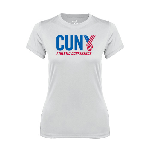 CUNY Athletics Womens White Performance Tee-Official Logo