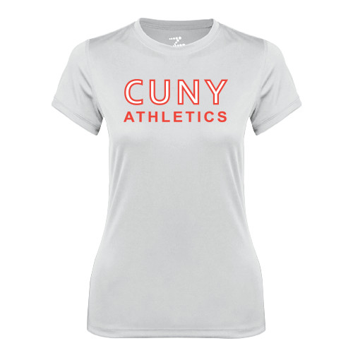 CUNY Athletics Womens White Performance Tee-CUNY Athletics