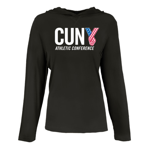 Womens Black Long Sleeve Hooded Tee-Official Logo