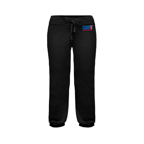 CUNY Athletics ENZA Womens Black Banded Fleece Capri-Official Logo