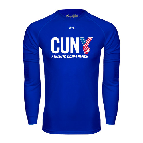 CUNY Athletics Under Armour Royal Long Sleeve Tech Tee-Official Logo