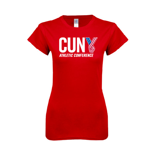 CUNY Athletics Next Level Womens Red Boyfriend Tee-Official Logo