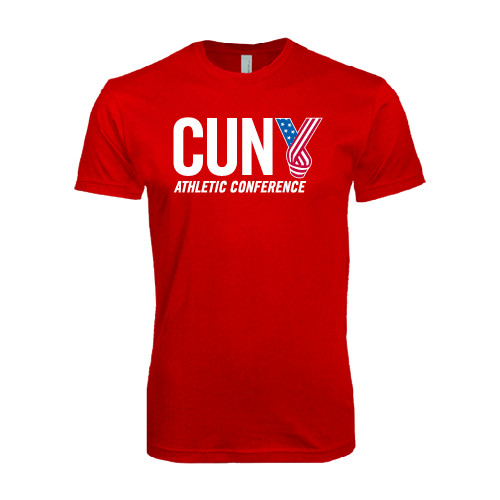 CUNY Athletics Next Level Red Softstyle T Shirt-Official Logo