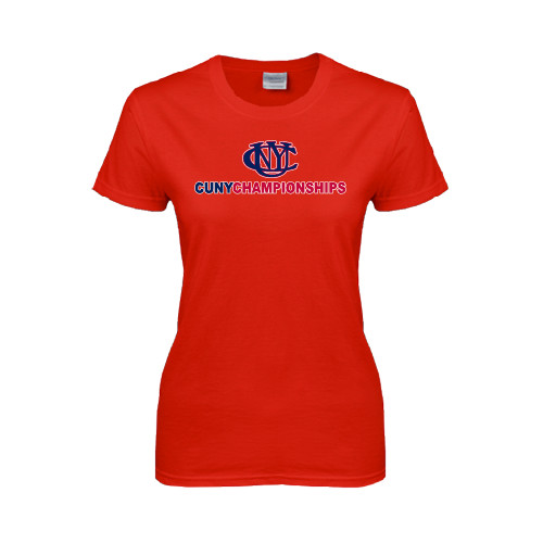 CUNY Athletics Womens Short Sleeve Red Tee-CUNY Championships
