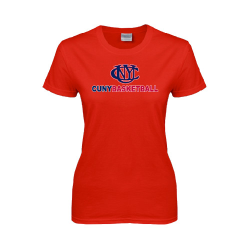 CUNY Athletics Womens Short Sleeve Red Tee-CUNY Basketball