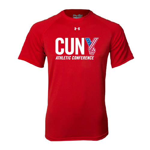 CUNY Athletics Under Armour Red Tech Tee-Official Logo