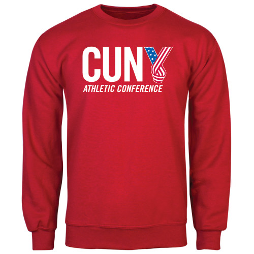 CUNY Athletics Red Fleece Crew-Official Logo