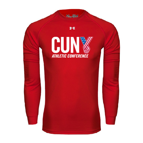 CUNY Athletics Under Armour Red Long Sleeve Tech Tee-Official Logo