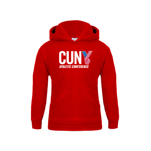 CUNY Athletics Youth Red Fleece Hoodie-Official Logo